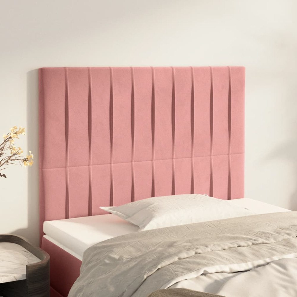 vidaXL Sänggavel rosa 100x5x118/128 cm sammet