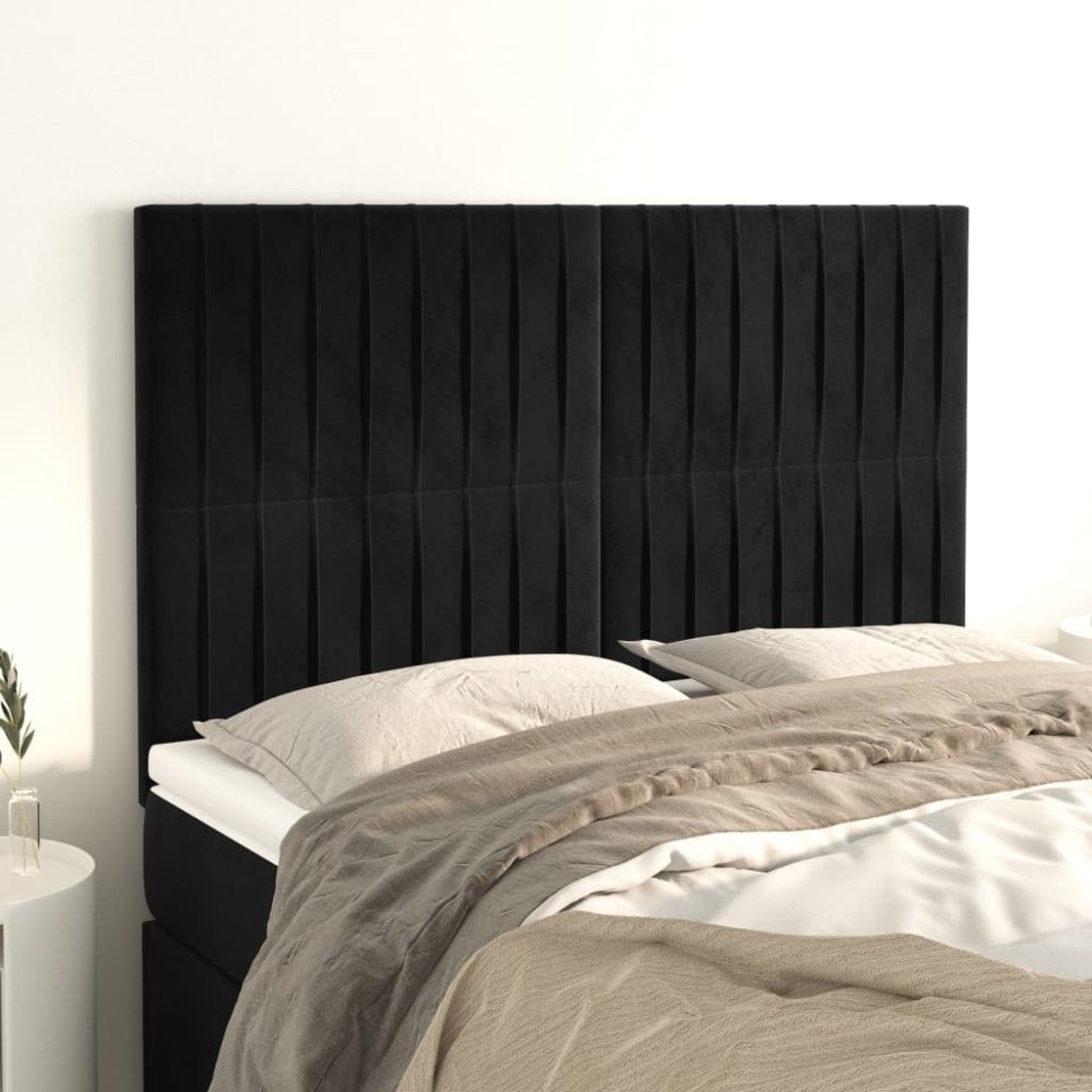 vidaXL Sänggavel svart 144x5x118/128 cm sammet