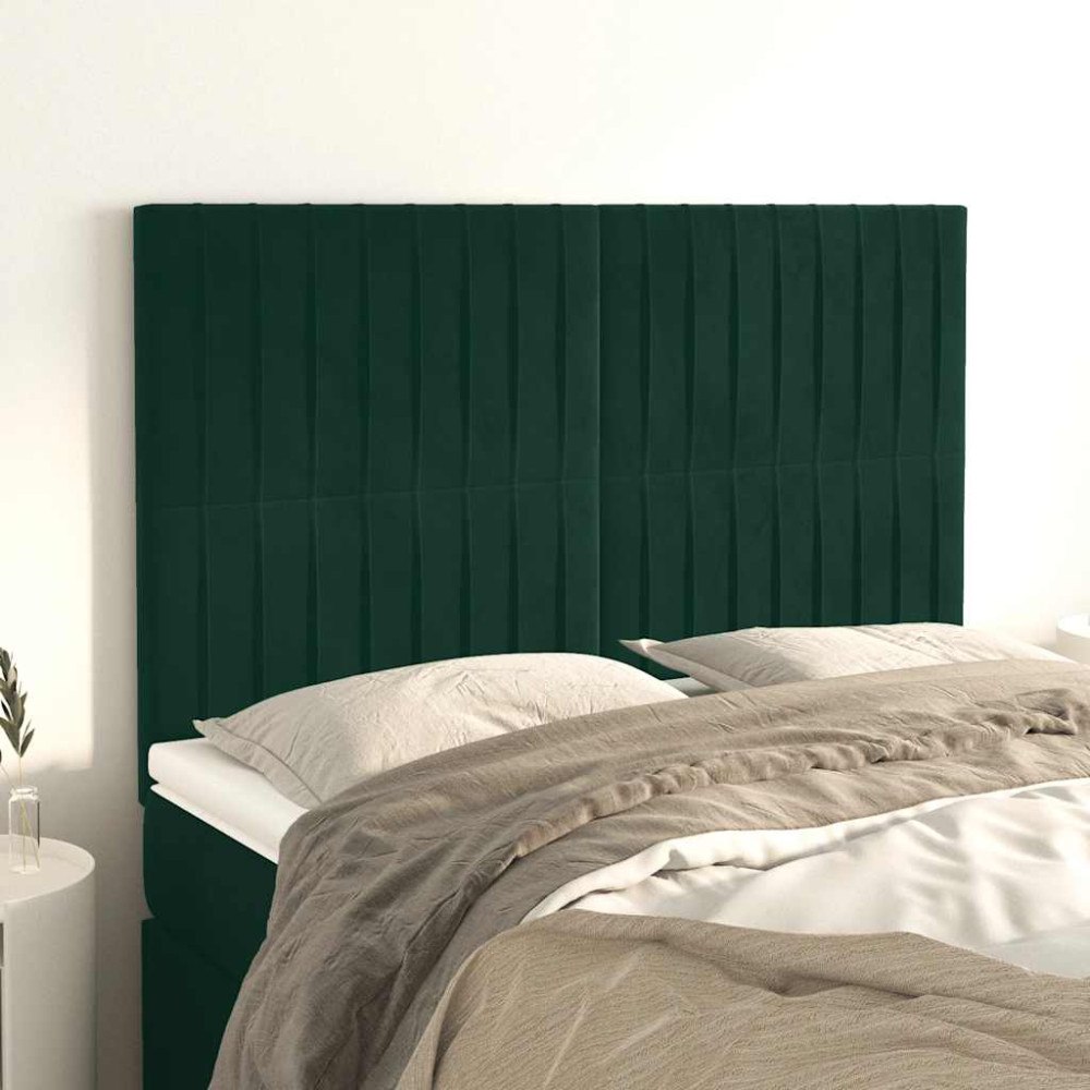 vidaXL Sänggavel mörkgrön 144x5x118/128 cm sammet