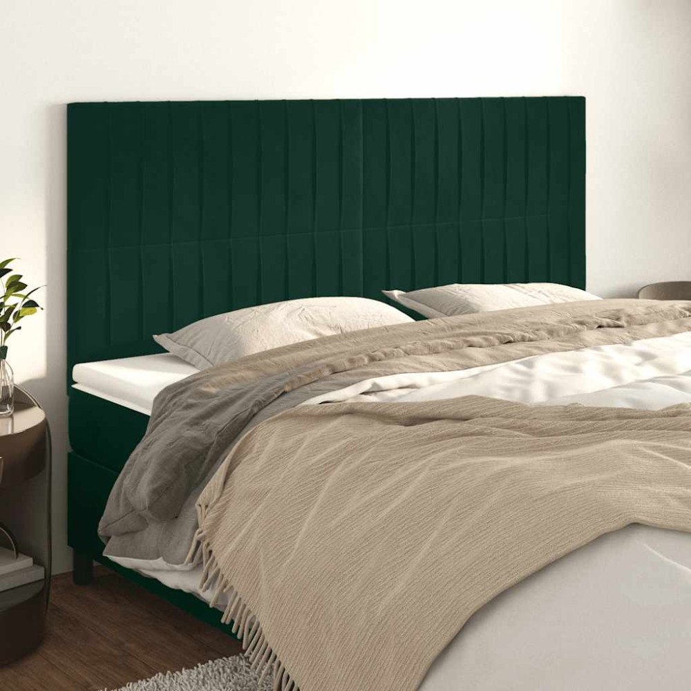 vidaXL Sänggavel mörkgrön 160x5x118/128 cm sammet