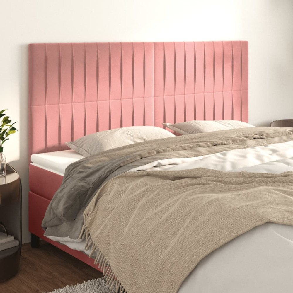 vidaXL Sänggavel rosa 160x5x118/128 cm sammet