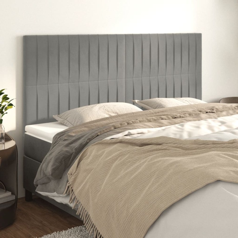 vidaXL Sänggavel ljusgrå 180x5x118/128 cm sammet