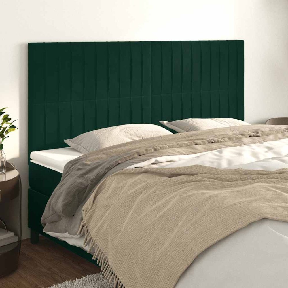 vidaXL Sänggavel mörkgrön 200x5x118/128 cm sammet
