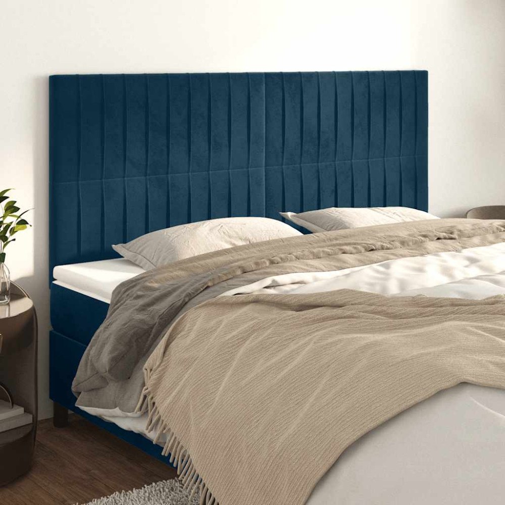vidaXL Sänggavel mörkblå 200x5x118/128 cm sammet