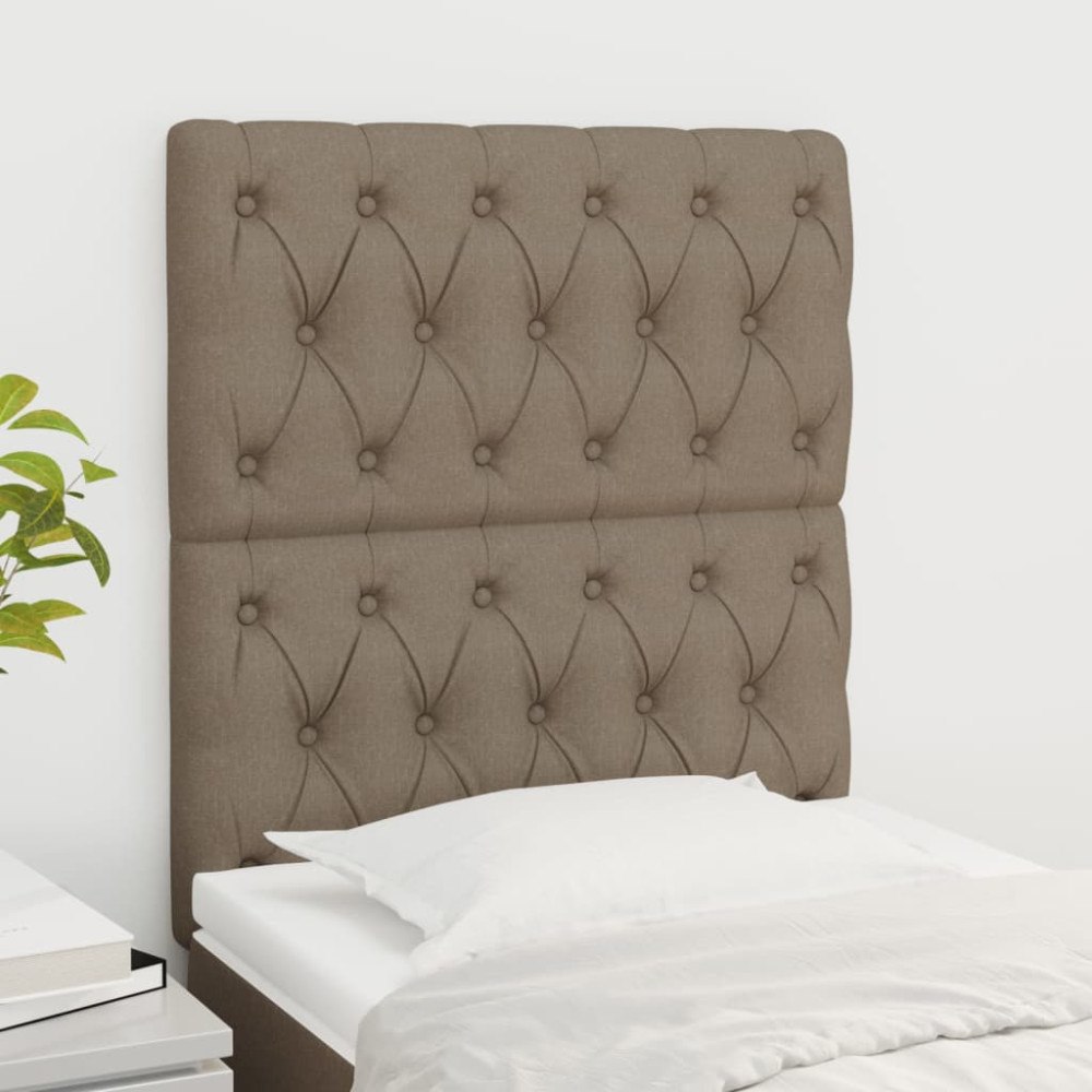 vidaXL Sänggavel taupe 80x7x118/128 cm tyg