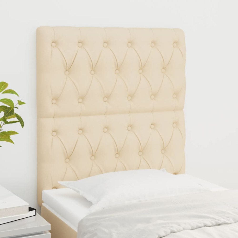 vidaXL Sänggavel creme 80x7x118/128 cm tyg