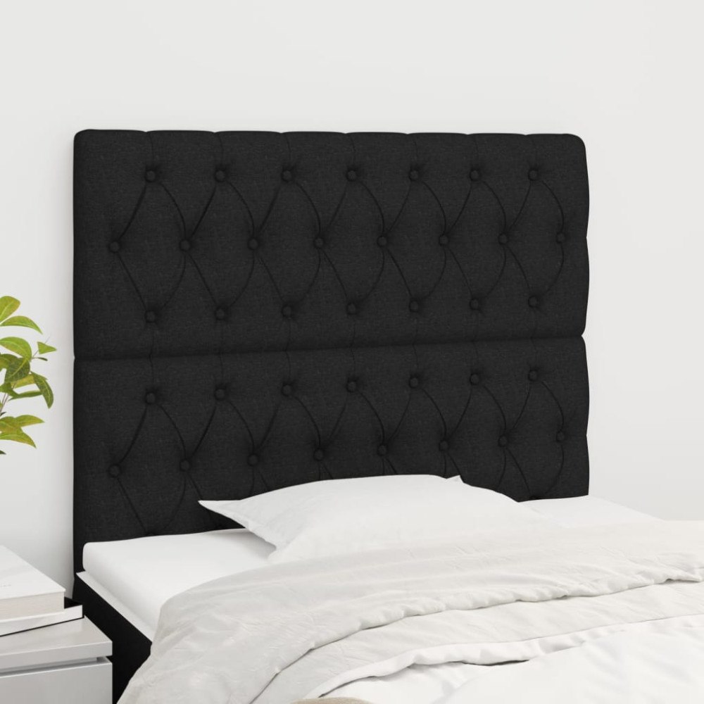 vidaXL Sänggavel svart 90x7x118/128 cm tyg