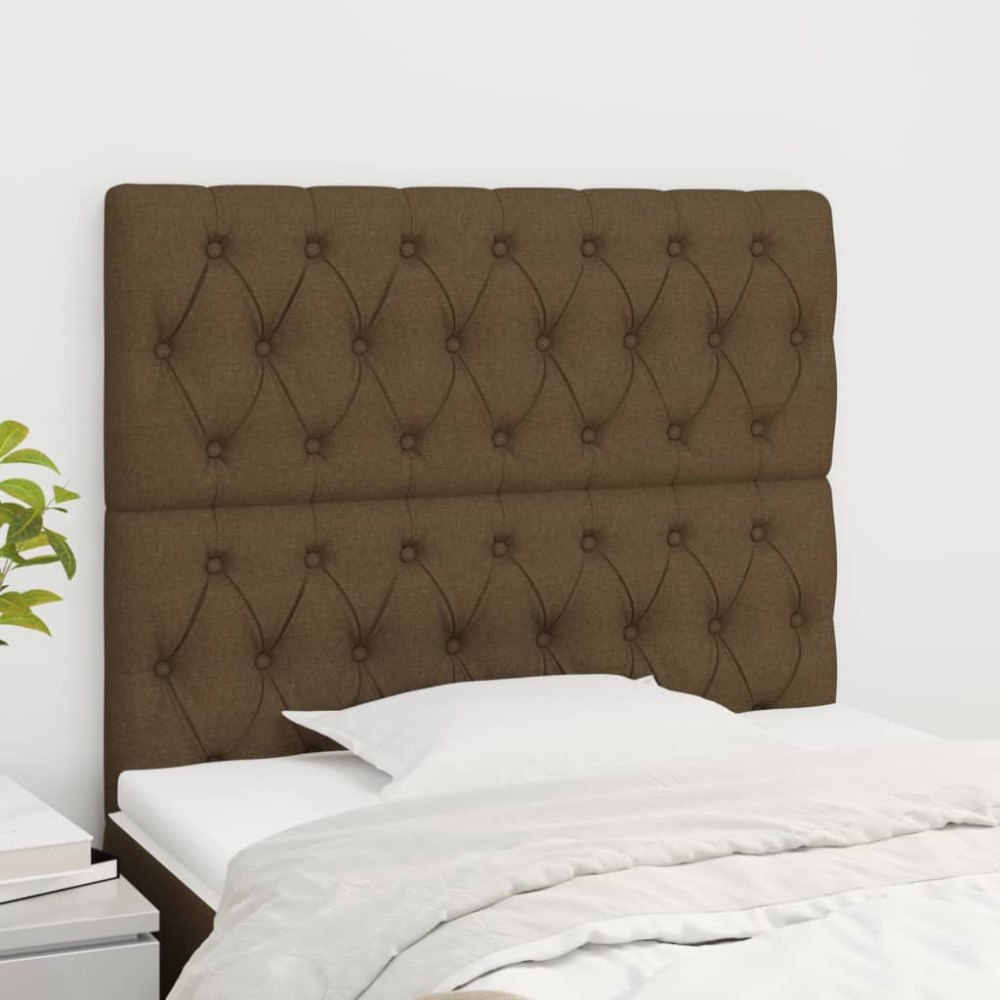 vidaXL Sänggavel mörkbrun 100x7x118/128 cm tyg