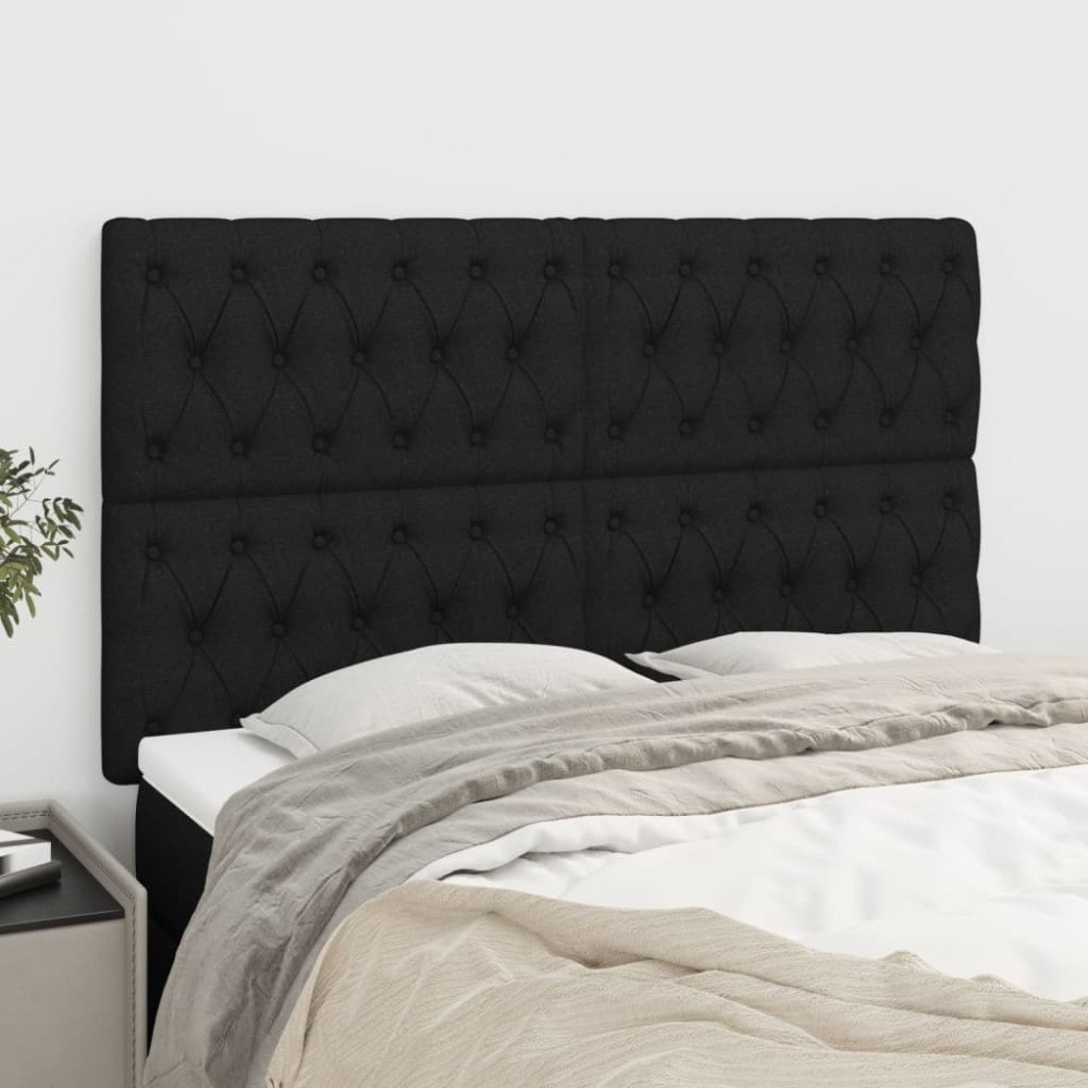 vidaXL Sänggavel svart 144x7x118/128 cm tyg