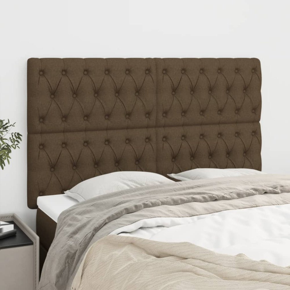 vidaXL Sänggavel mörkbrun 160x7x118/128 cm tyg