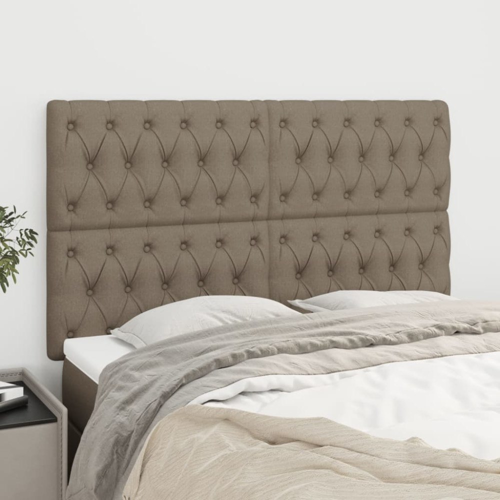 vidaXL Sänggavel taupe 160x7x118/128 cm tyg