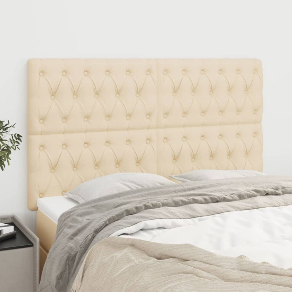 vidaXL Sänggavel creme 160x7x118/128 cm tyg