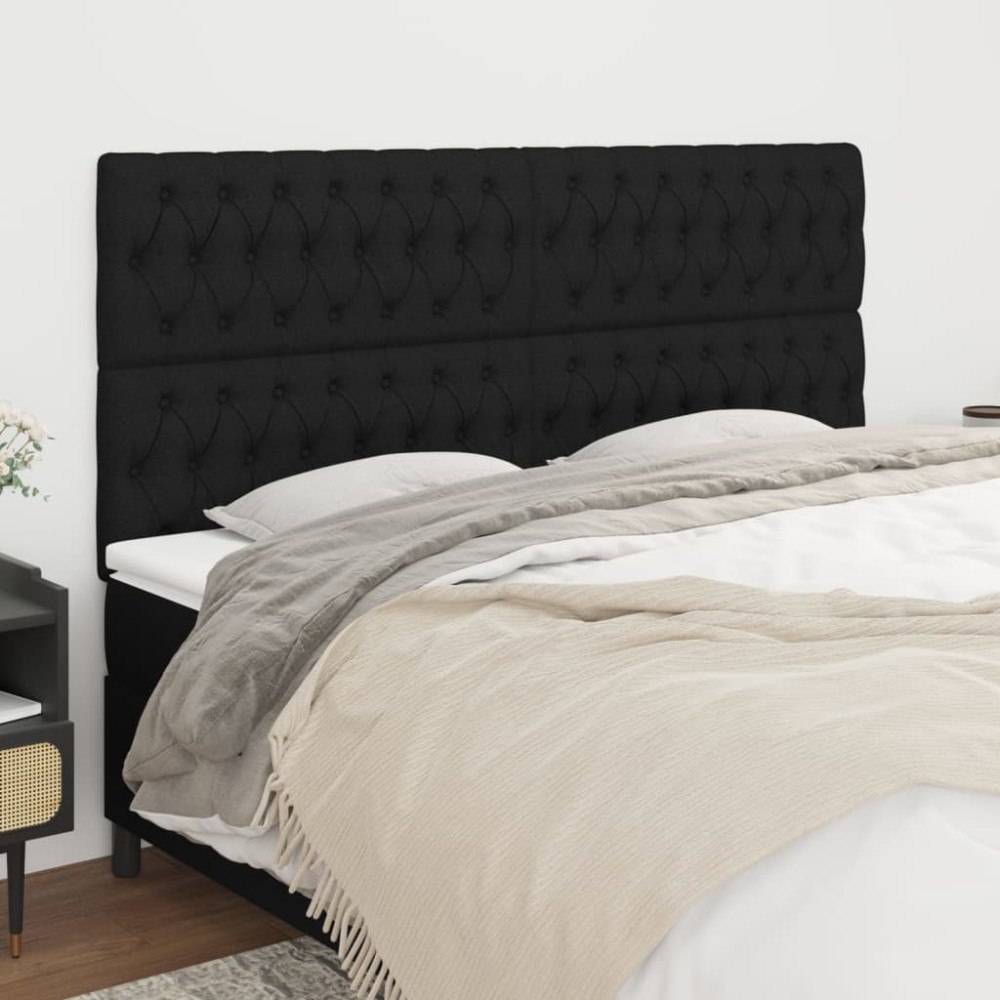 vidaXL Sänggavel svart 180x7x118/128 cm tyg