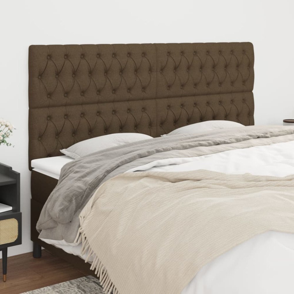 vidaXL Sänggavel mörkbrun 180x7x118/128 cm tyg