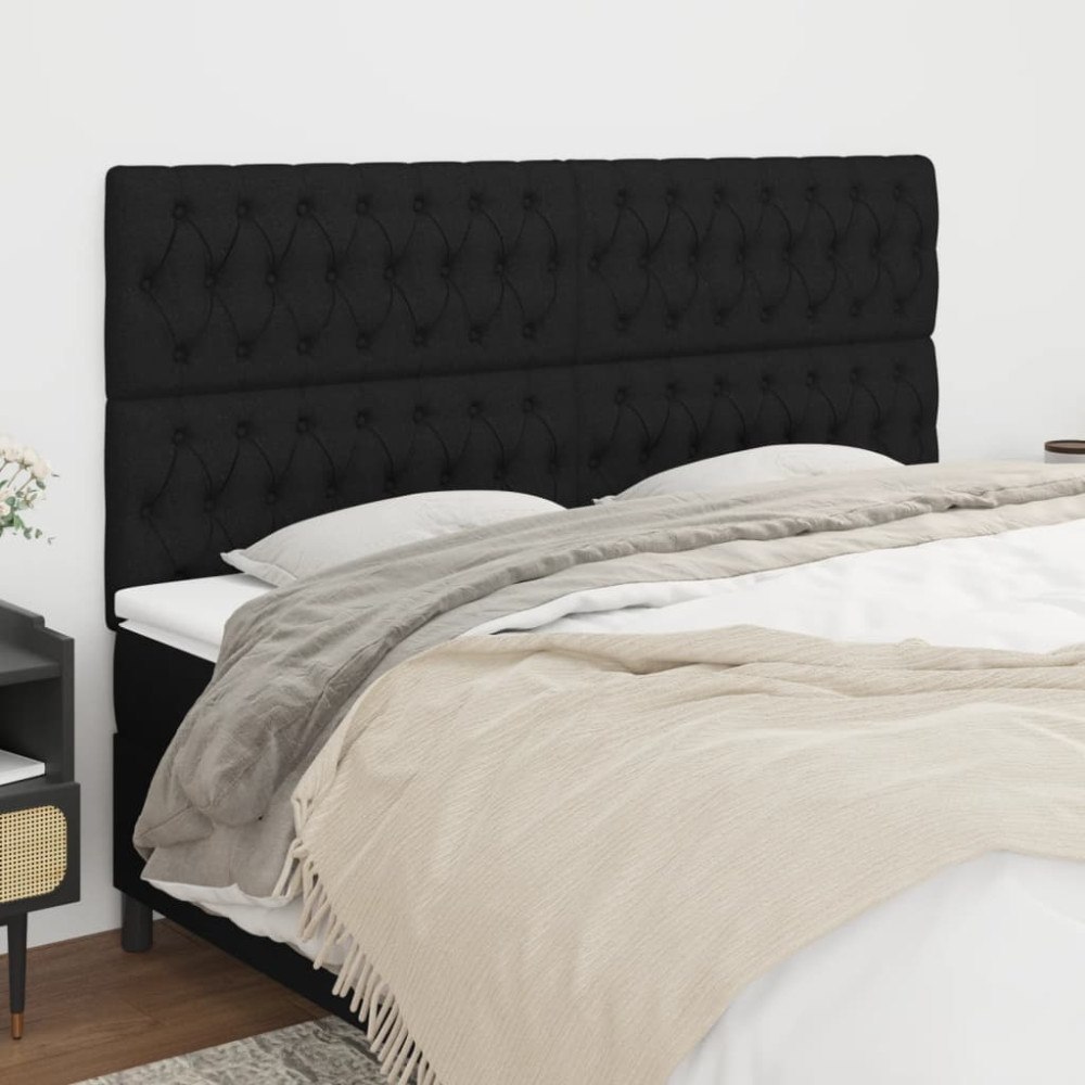vidaXL Sänggavel svart 200x7x118/128 cm tyg