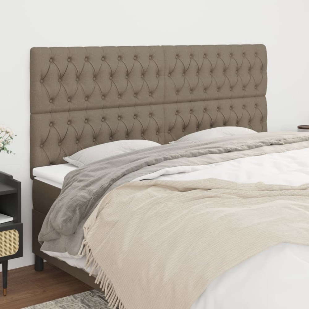 vidaXL Sänggavel taupe 200x7x118/128 cm tyg