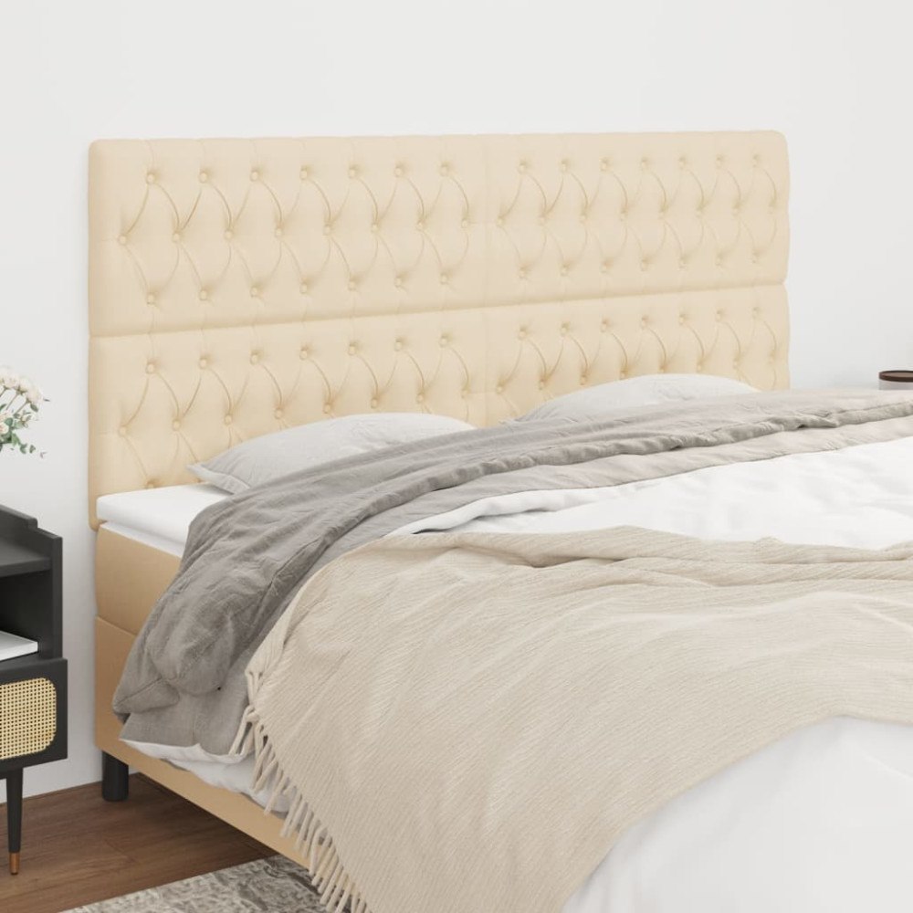 vidaXL Sänggavel creme 200x7x118/128 cm tyg