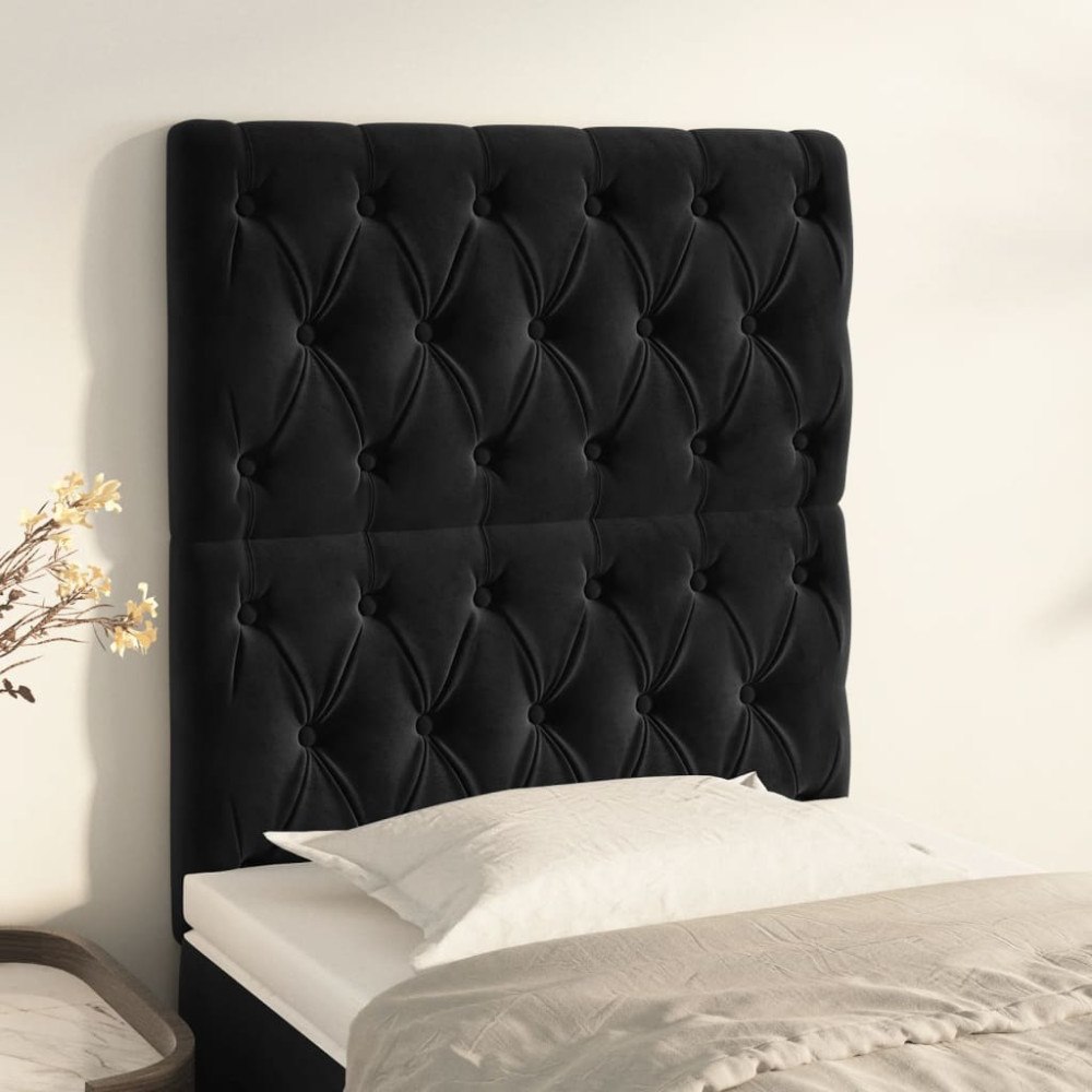 vidaXL Sänggavel svart 80x7x118/128 cm sammet