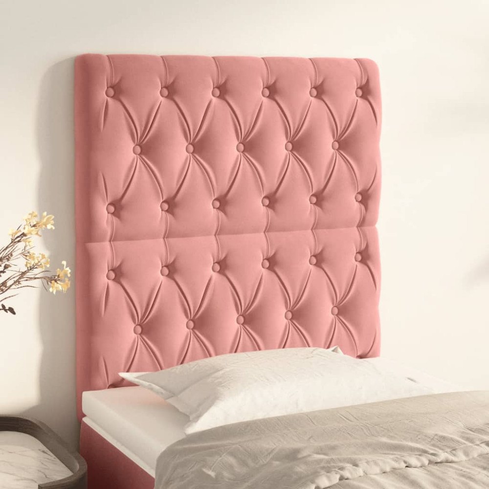 vidaXL Sänggavel rosa 80x7x118/128 cm sammet