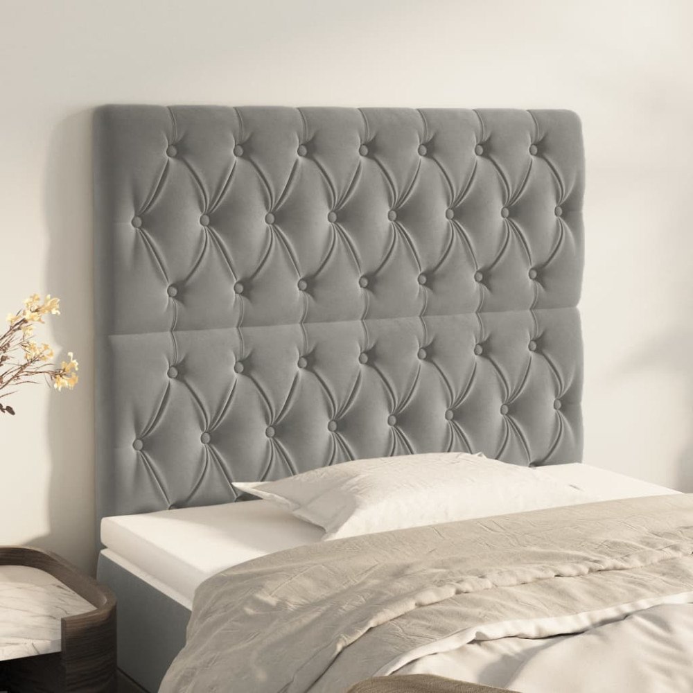 vidaXL Sänggavel ljusgrå 90x7x118/128 cm sammet
