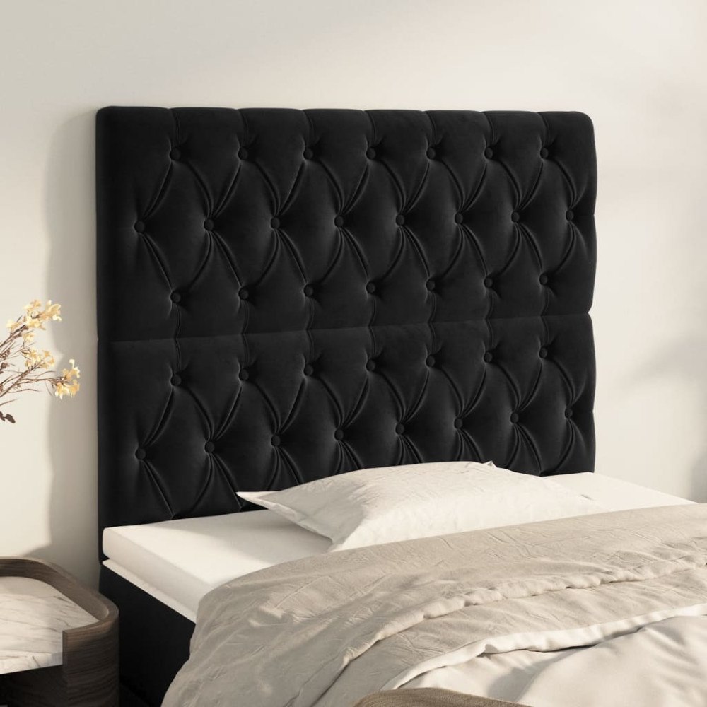 vidaXL Sänggavel svart 100x7x118/128 cm sammet