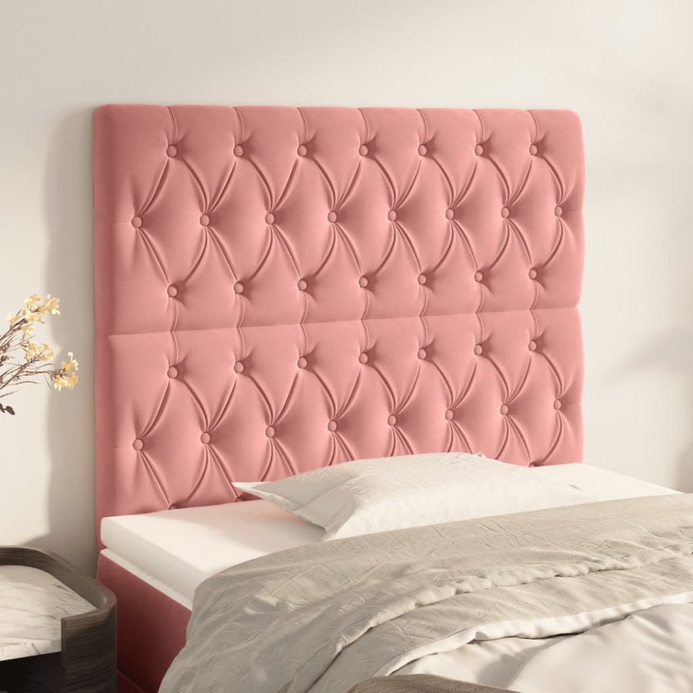 vidaXL Sänggavel rosa 100x7x118/128 cm sammet