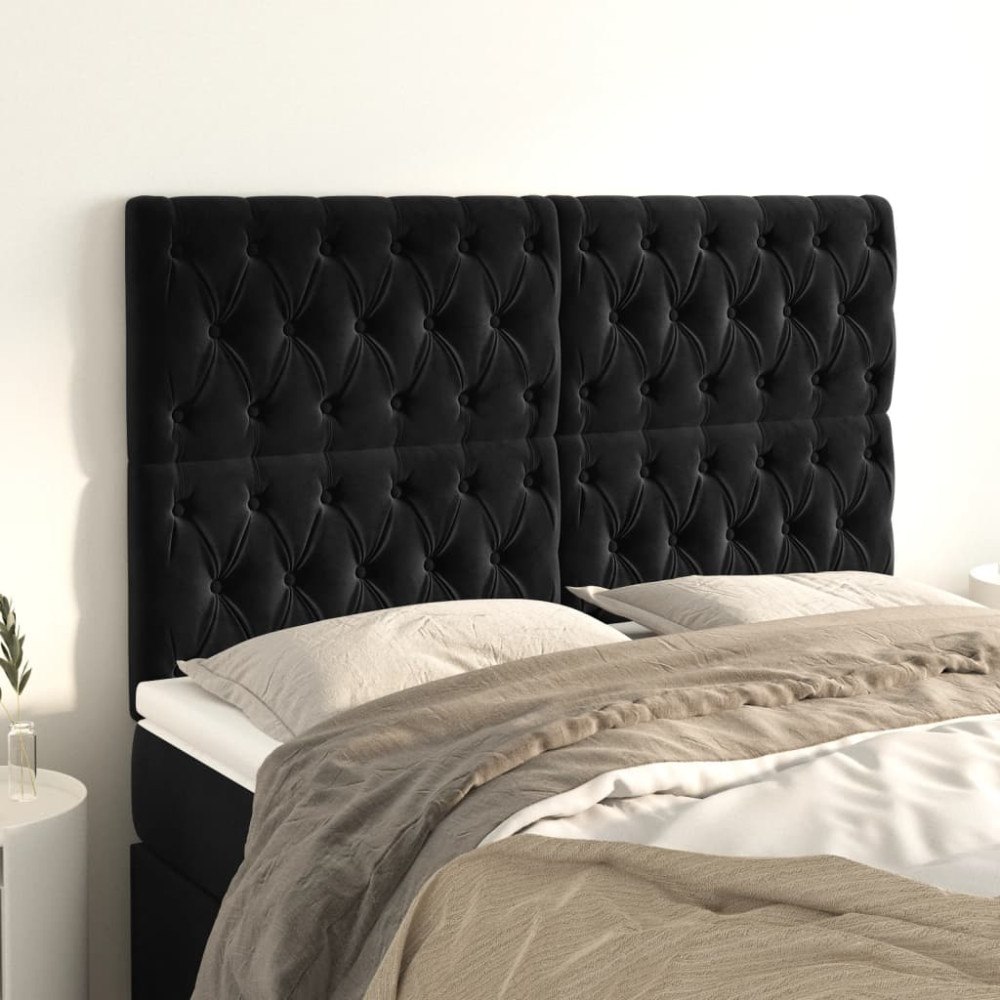 vidaXL Sänggavel svart 160x7x118/128 cm sammet