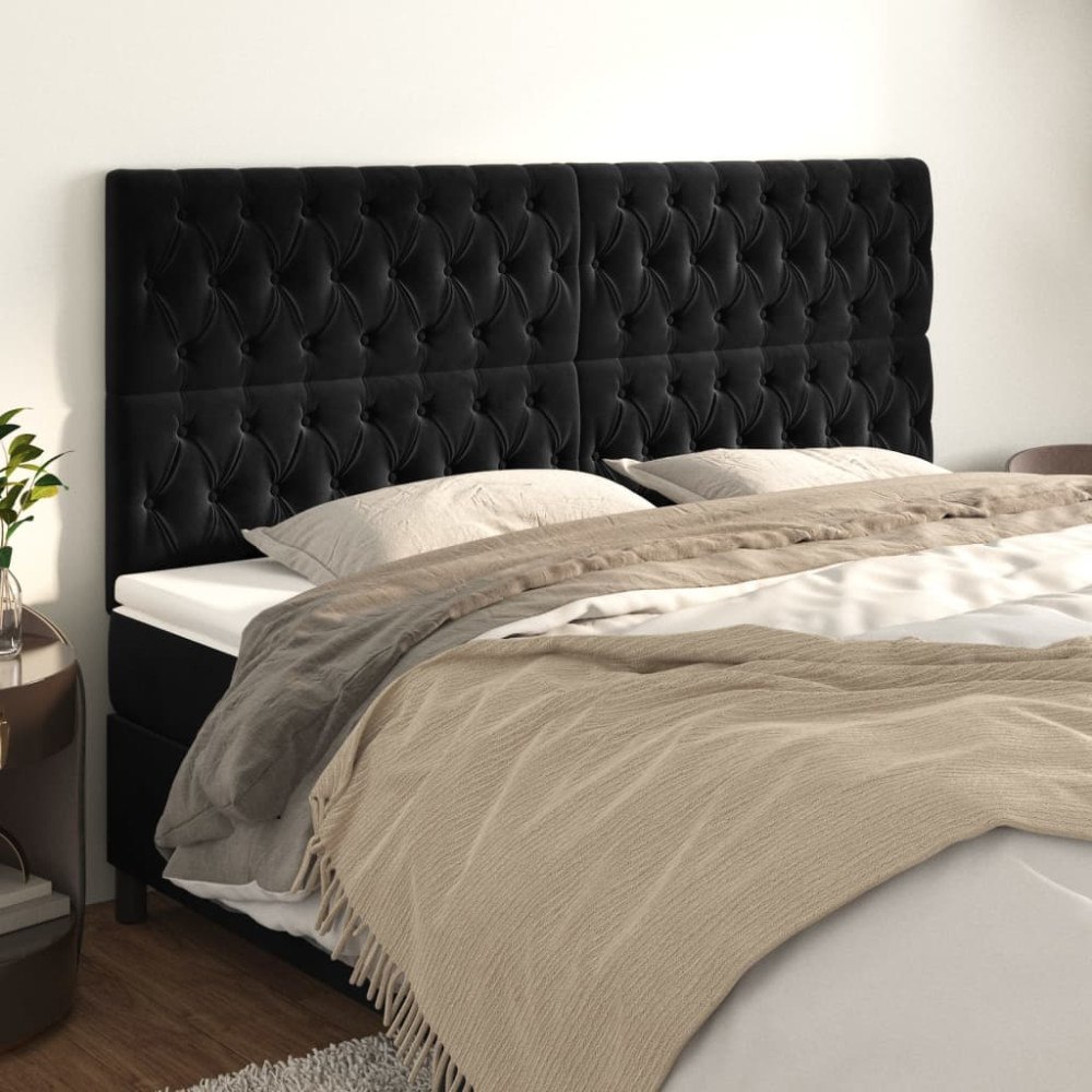 vidaXL Sänggavel svart 180x7x118/128 cm sammet