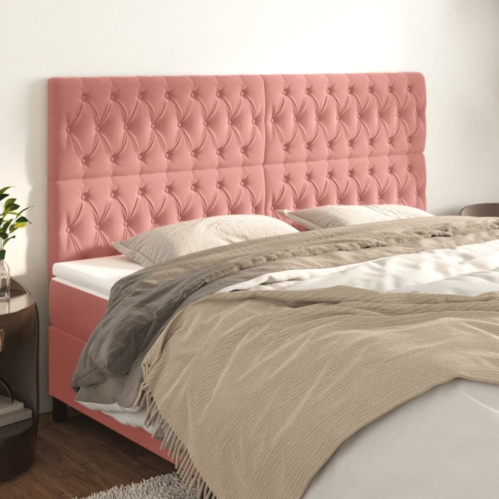 vidaXL Sänggavel rosa 180x7x118/128 cm sammet