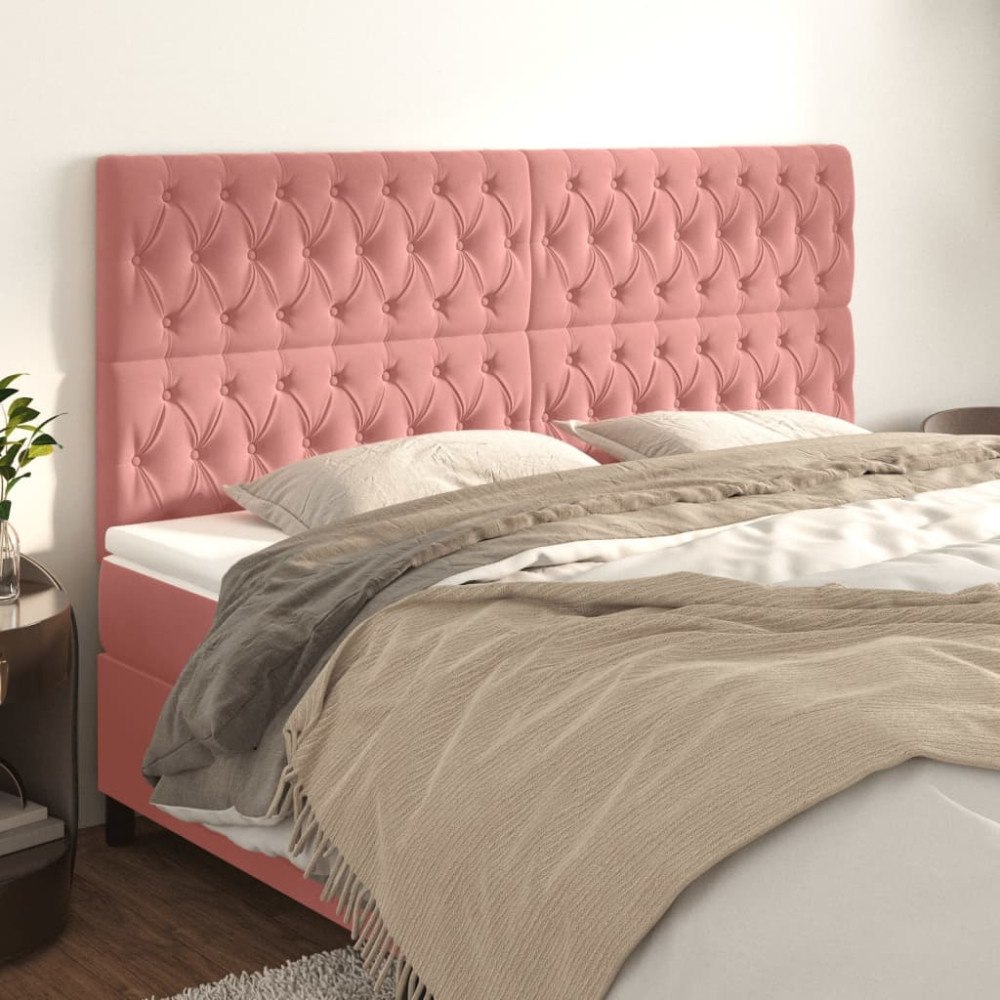 vidaXL Sänggavel rosa 200x7x118/128 cm sammet