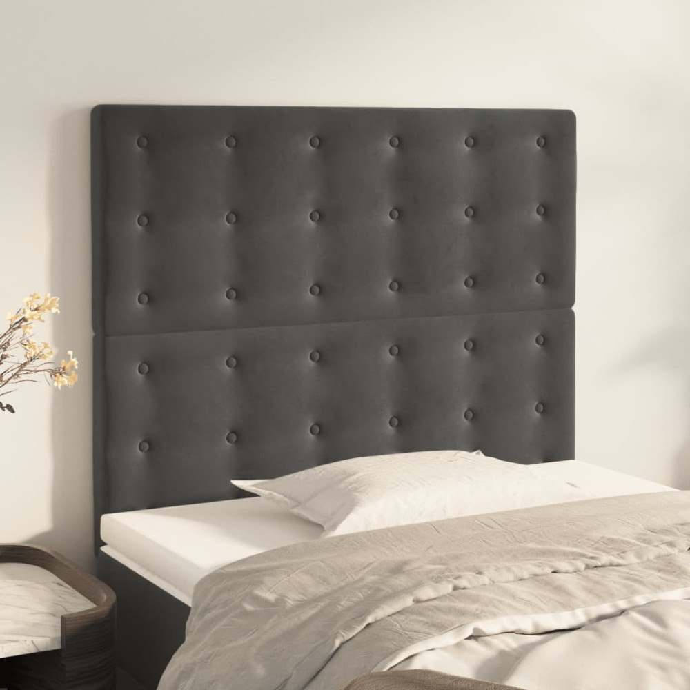 vidaXL Sänggavel mörkgrå 90x5x118/128 cm sammet