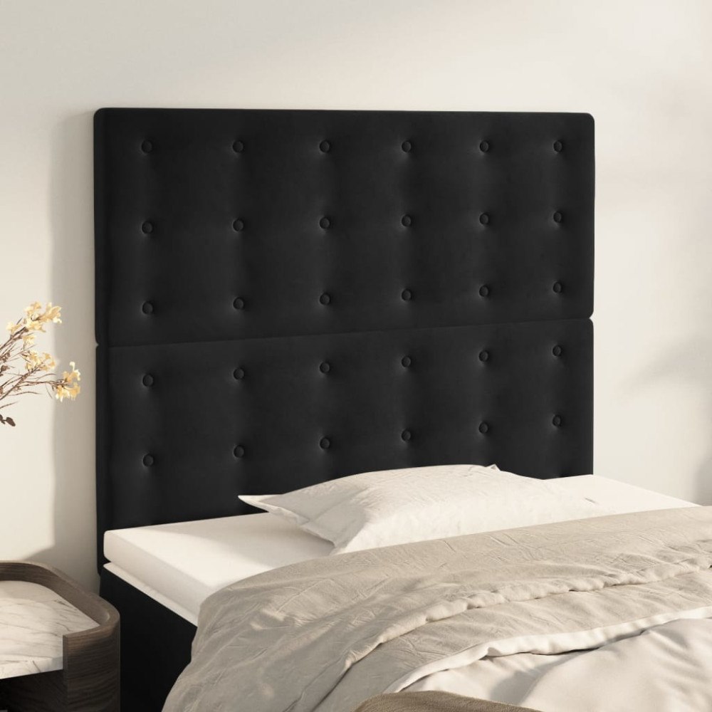 vidaXL Sänggavel svart 90x5x118/128 cm sammet