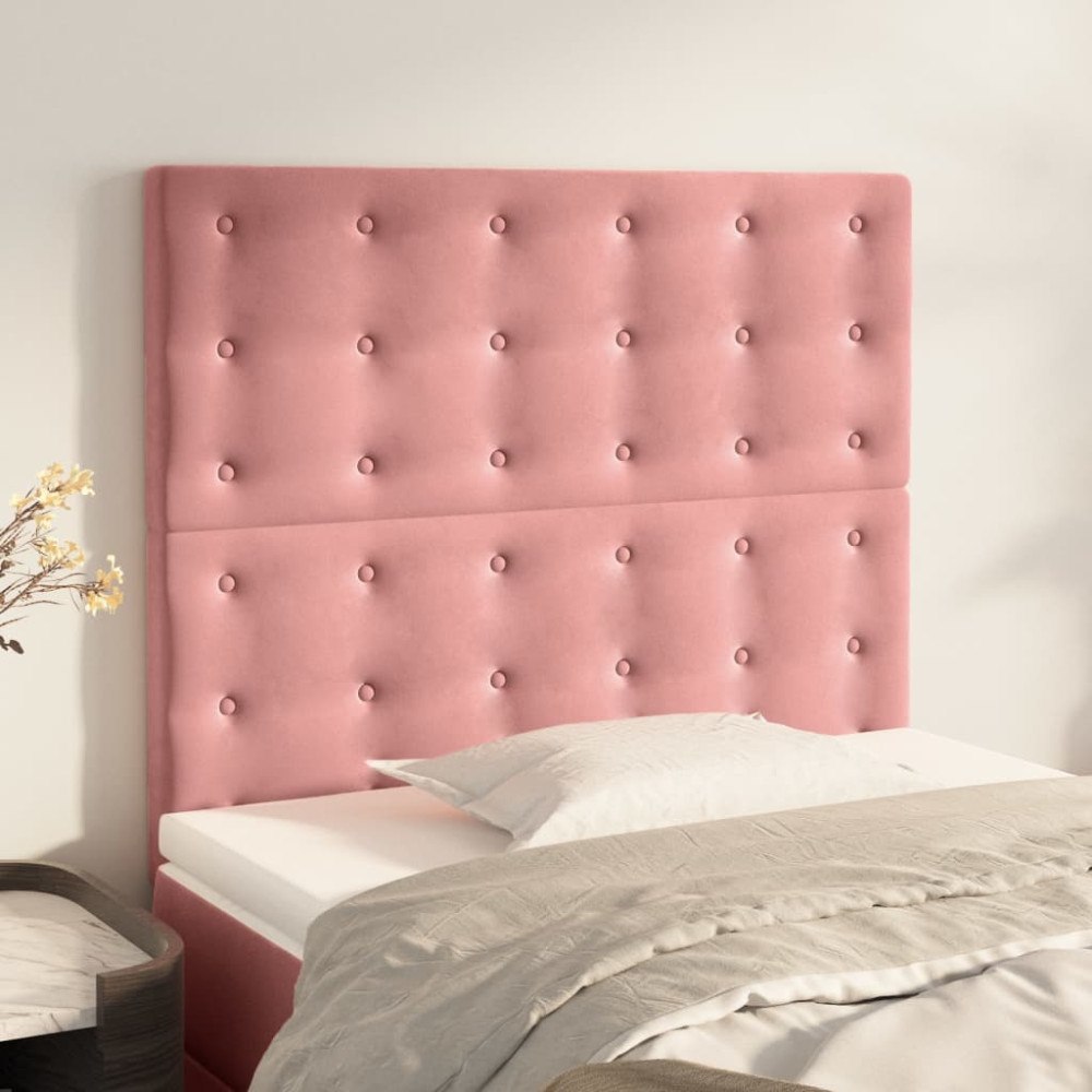 vidaXL Sänggavel rosa 90x5x118/128 cm sammet