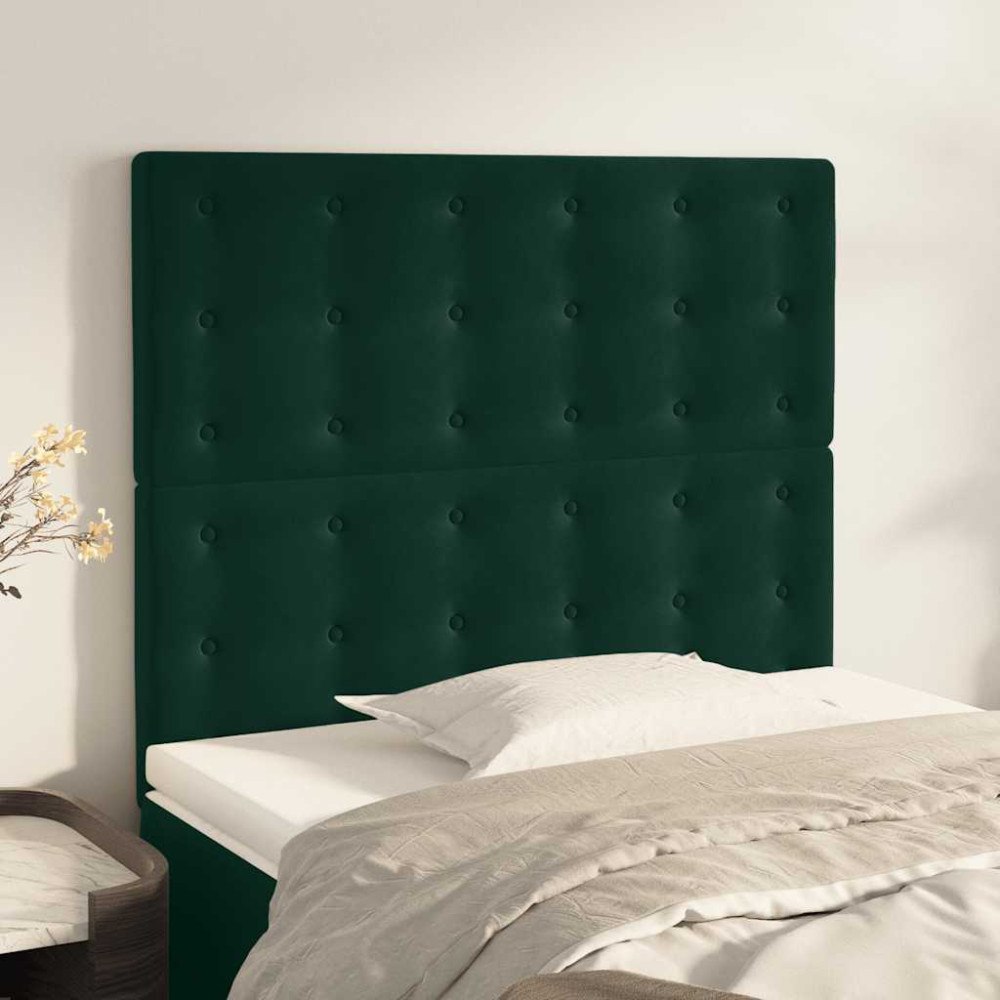 vidaXL Sänggavel mörkgrön 100x5x118/128 cm sammet