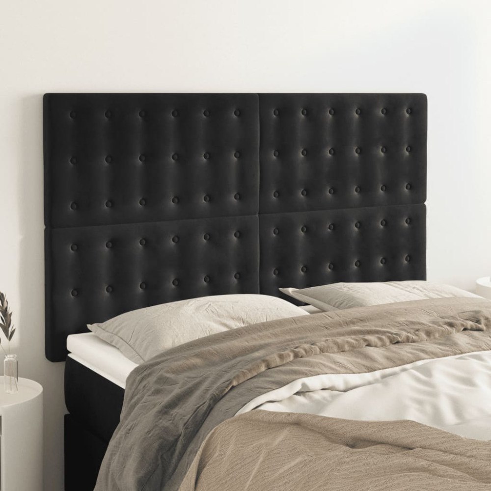 vidaXL Sänggavel svart 144x5x118/128 cm sammet