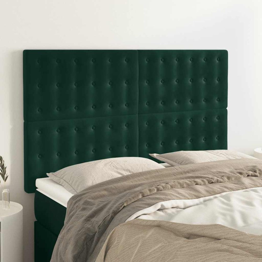 vidaXL Sänggavel mörkgrön 144x5x118/128 cm sammet