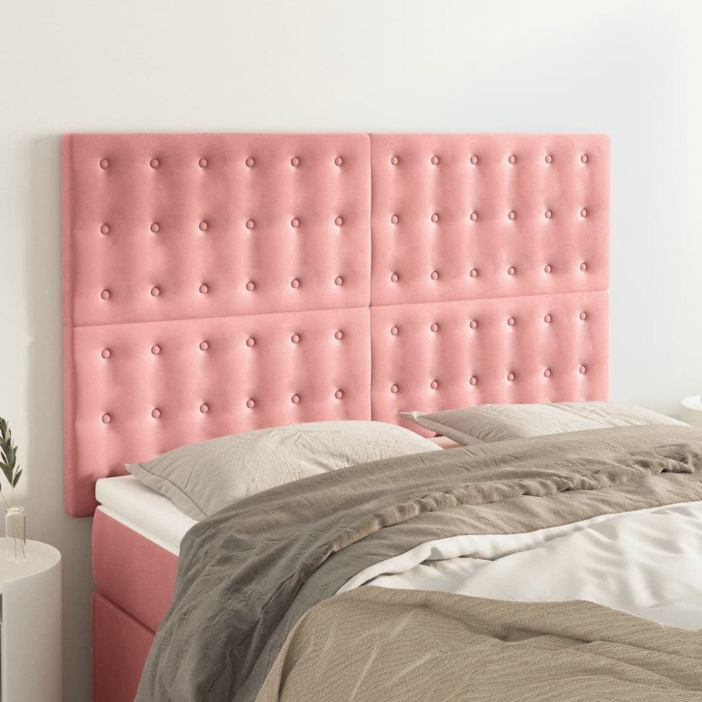 vidaXL Sänggavel rosa 144x5x118/128 cm sammet