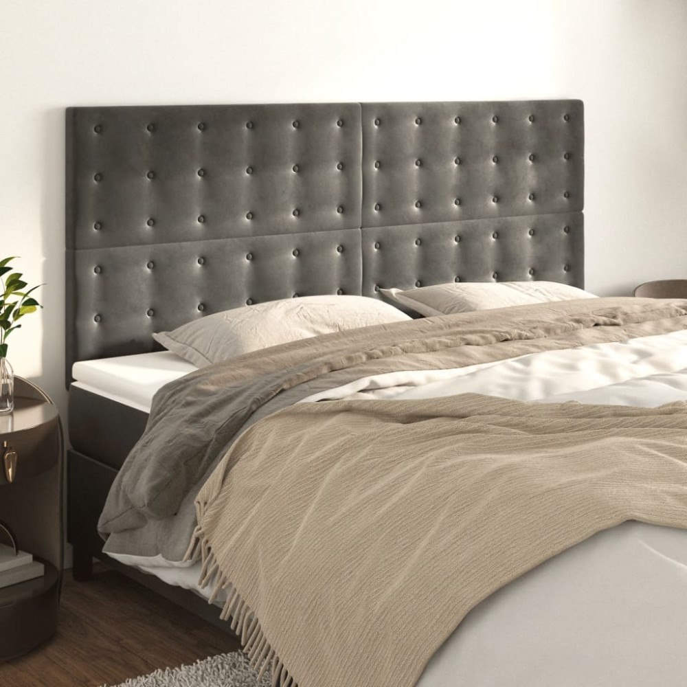 vidaXL Sänggavel mörkgrå 160x5x118/128 cm sammet