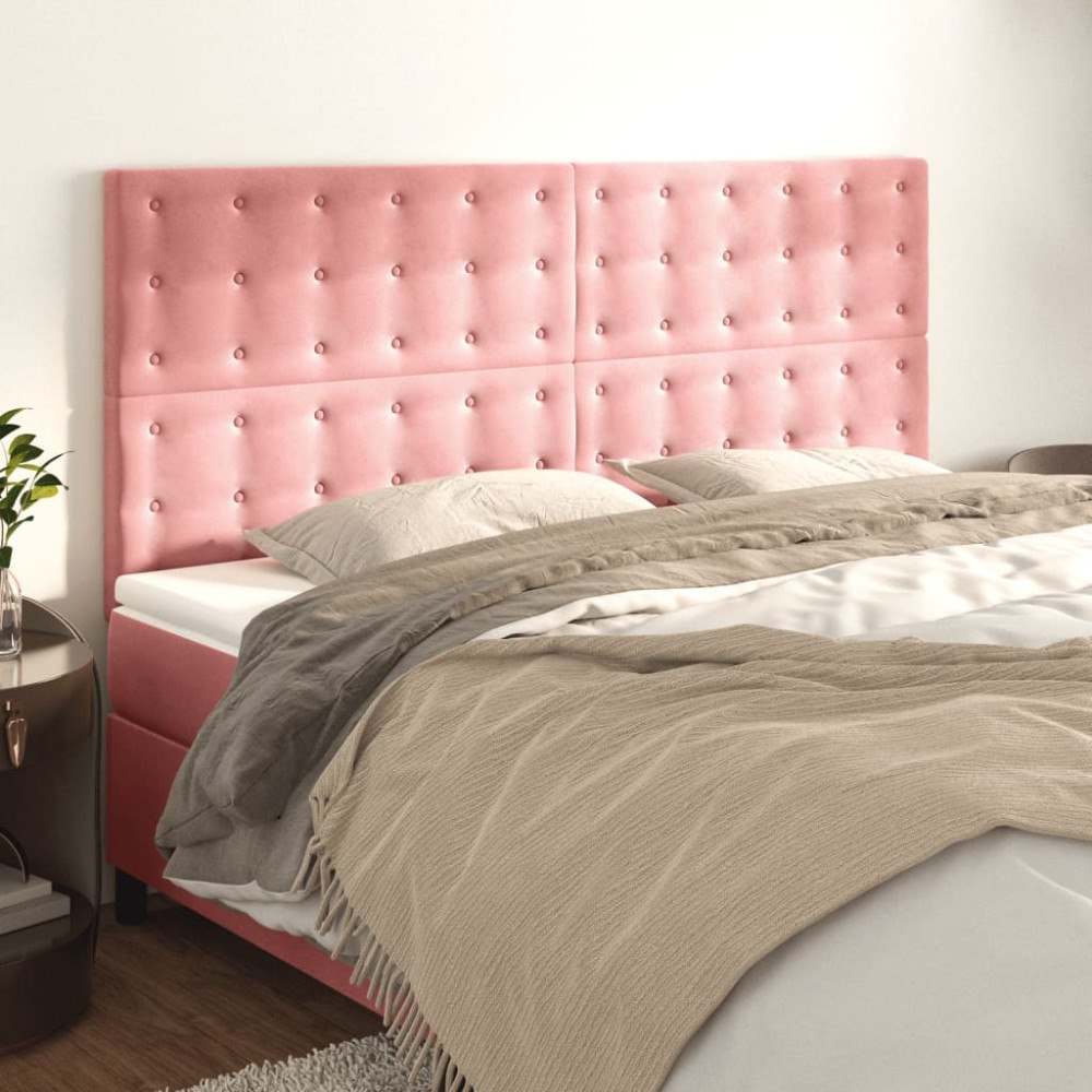 vidaXL Sänggavel rosa 160x5x118/128 cm sammet
