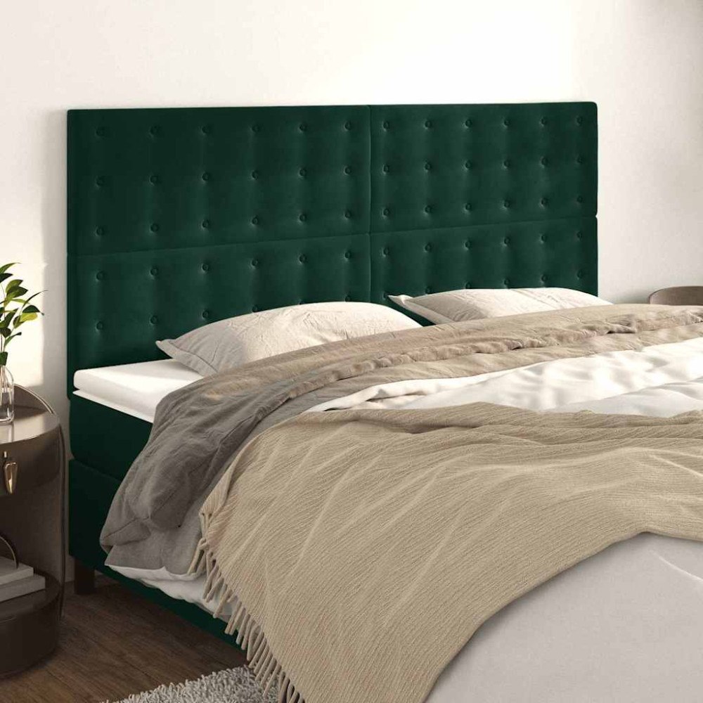vidaXL Sänggavel mörkgrön 180x5x118/128 cm sammet