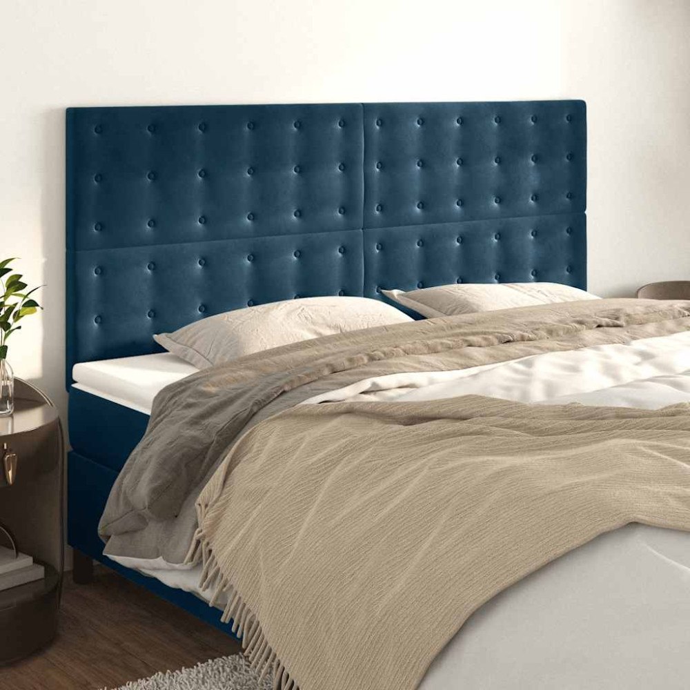 vidaXL Sänggavel mörkblå 200x5x118/128 cm sammet