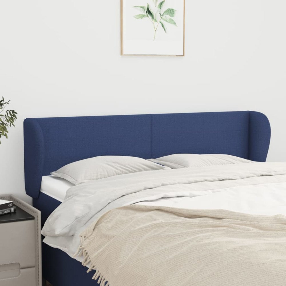 vidaXL Sänggavel med kanter blå 147x23x78/88 cm tyg