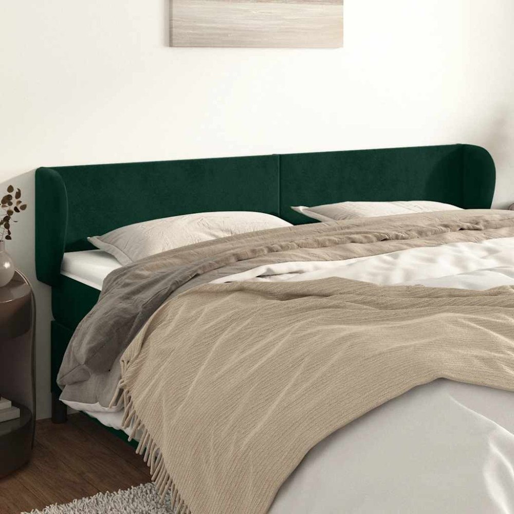 vidaXL Sänggavel med kanter mörkgrön 163x23x78/88 cm sammet