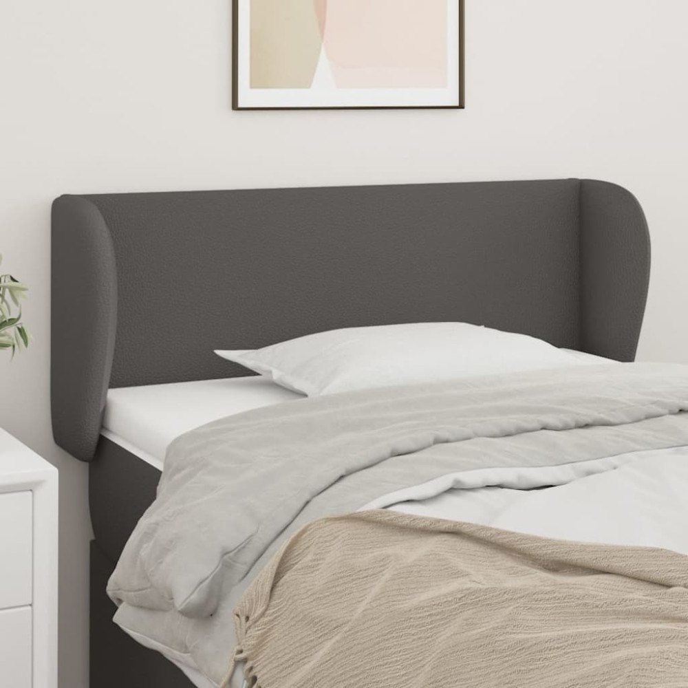 vidaXL Sänggavel med kanter grå 103x23x78/88 cm konstläder