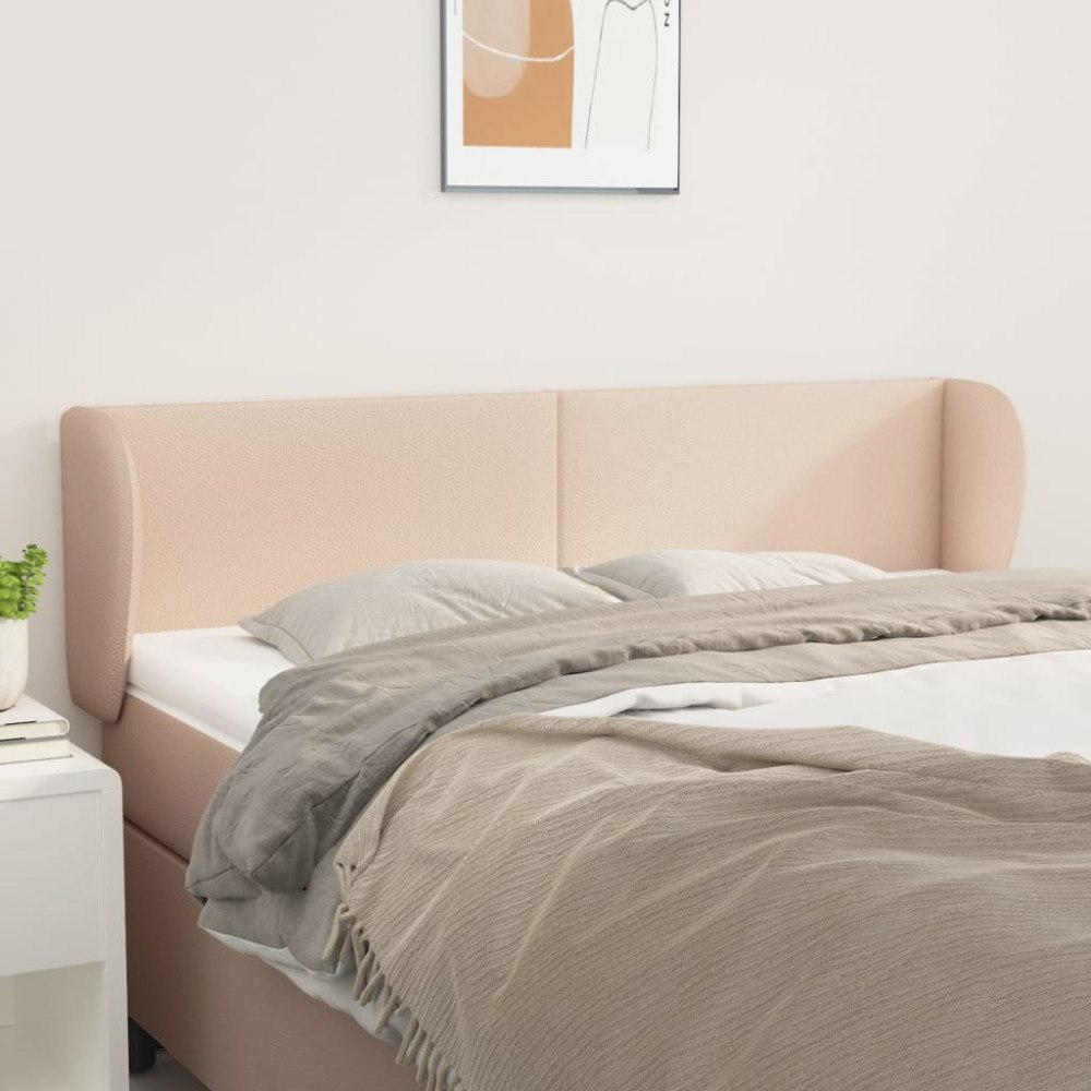 vidaXL Sänggavel med kanter cappuccino 147x23x78/88 cm konstläder
