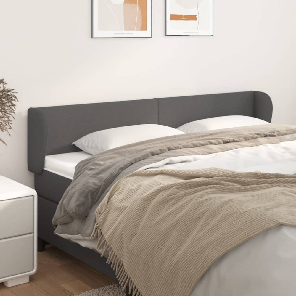 vidaXL Sänggavel med kanter grå 203x23x78/88 cm konstläder