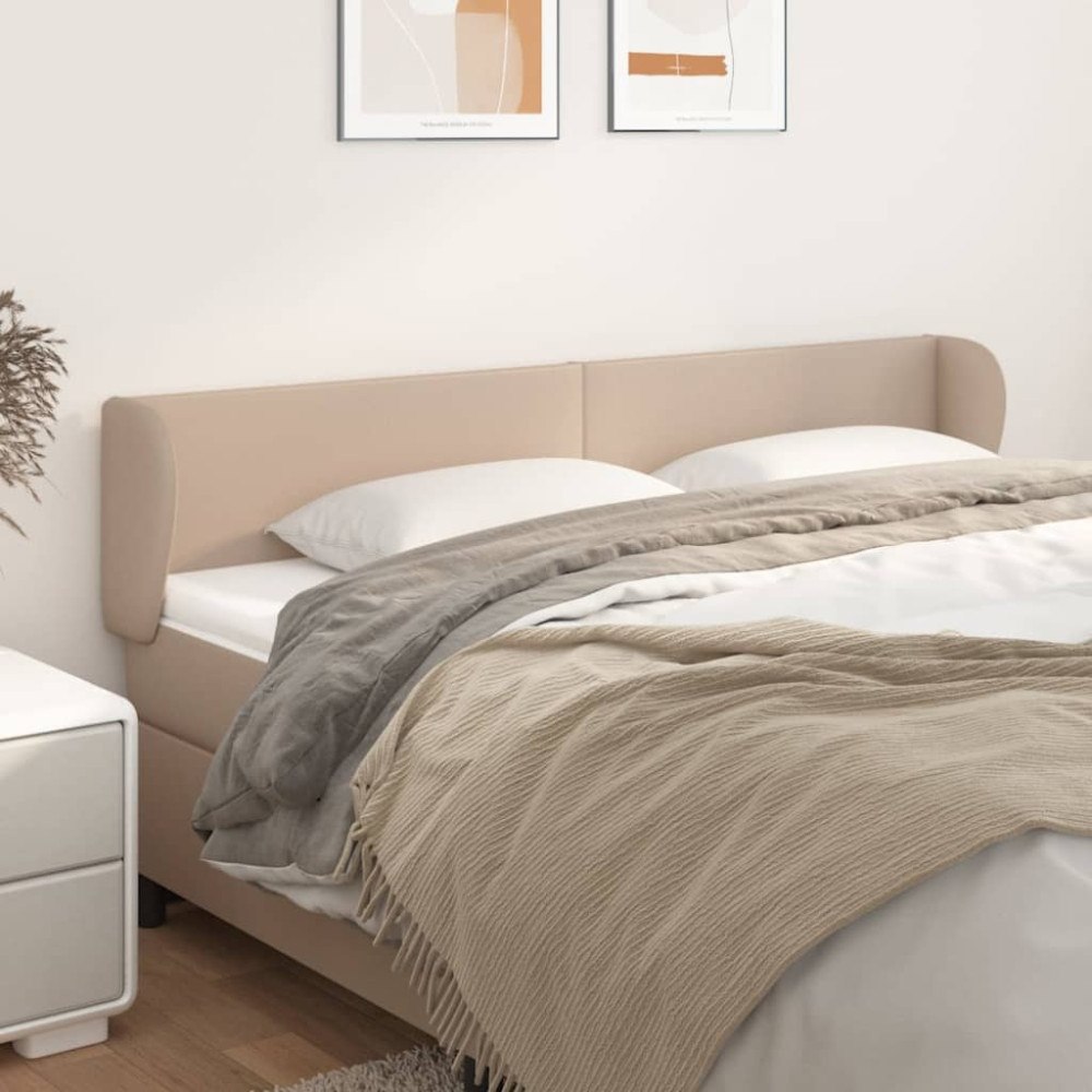 vidaXL Sänggavel med kanter cappuccino 203x23x78/88 cm konstläder