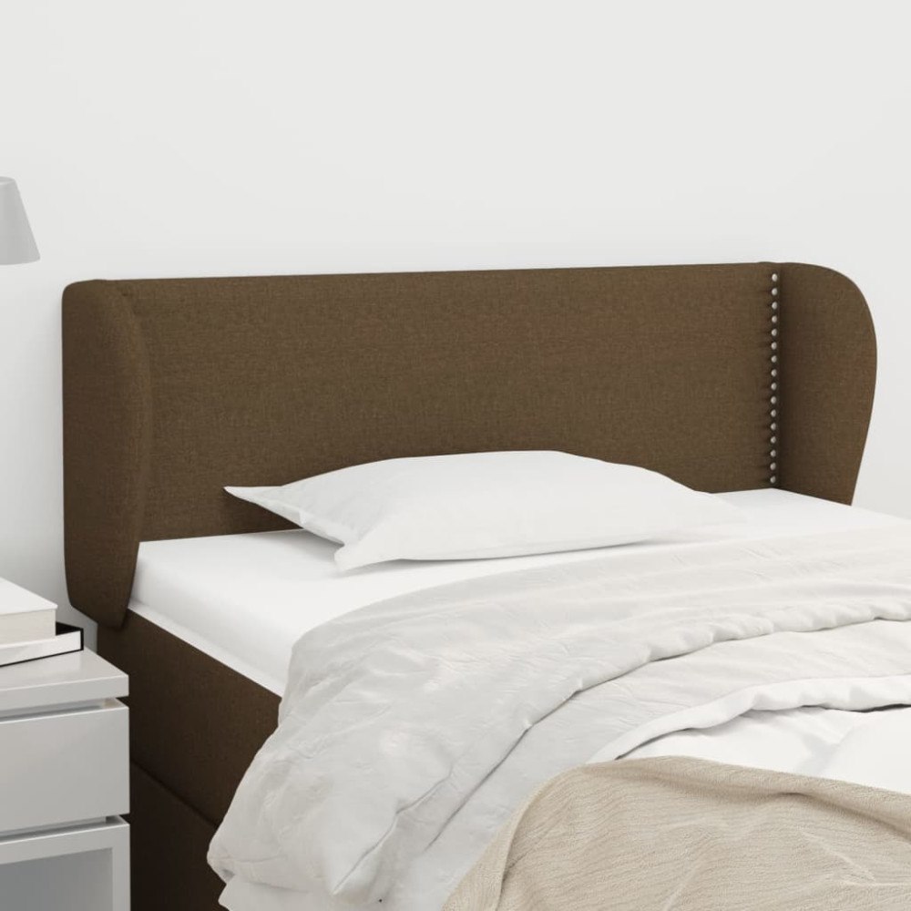 vidaXL Sänggavel med kanter mörkbrun 103x23x78/88 cm tyg