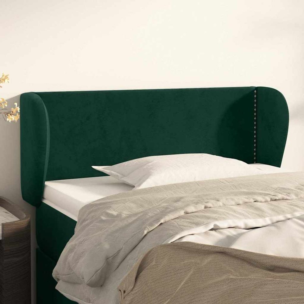 vidaXL Sänggavel med kanter mörkgrön 93x23x78/88 cm sammet
