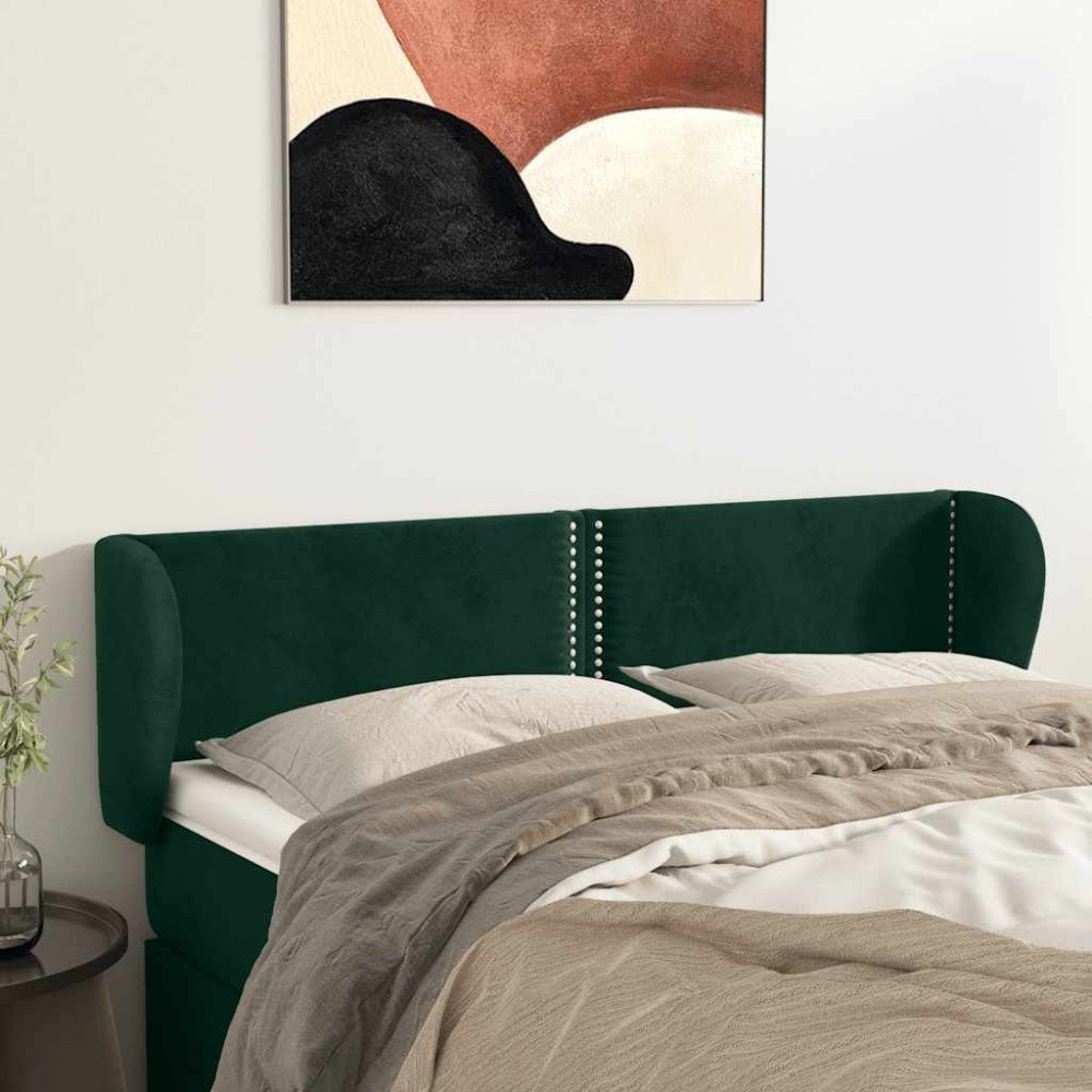 vidaXL Sänggavel med kanter mörkgrön 147x23x78/88 cm sammet